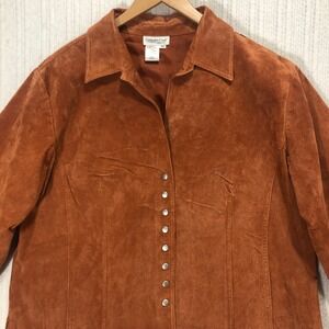 Coldwater Creek Suede Leather Button Front Jacket Collared‎ Western Size 2X